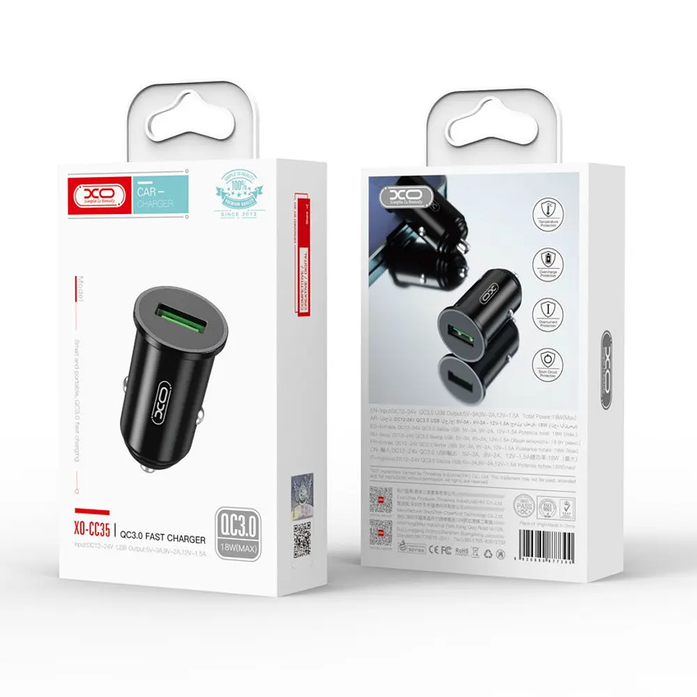 Автомобильное зарядное устройство для XO CC35 18W QC3.0 Car Charger Черный - фото 2