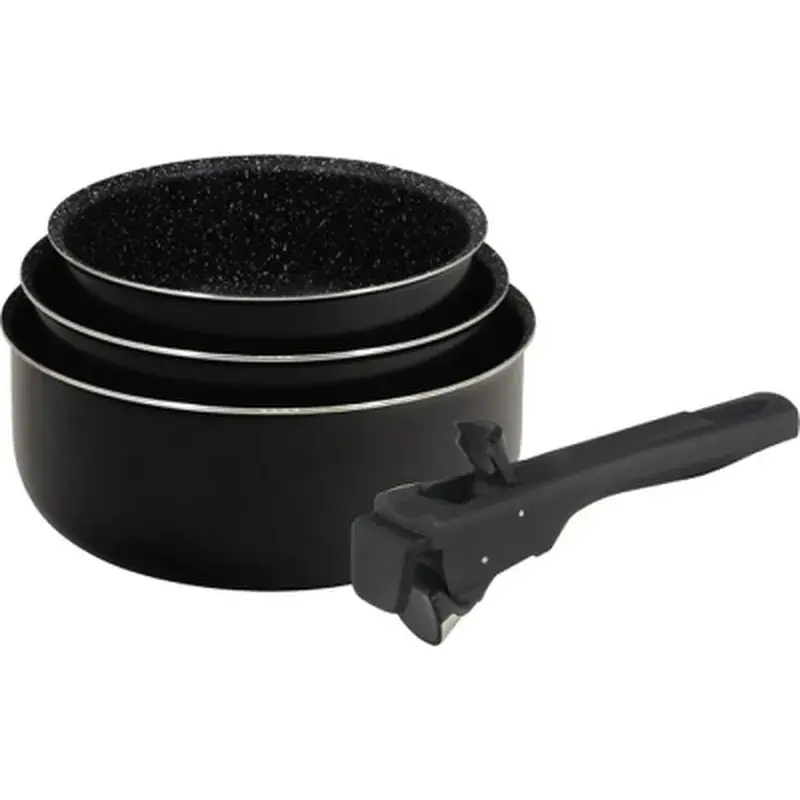 Ківш Bergner Click & Cook Black, набір зі знімною ручкою 16/18/20 см, 4 предмети (BG-31602-BK)