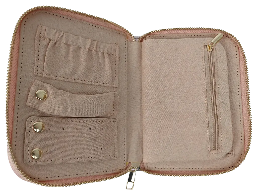 Органайзер для прикрас футляр Travel Jewelry Case 16х12,5х2,5 см Рожевий перламутр - фото 6