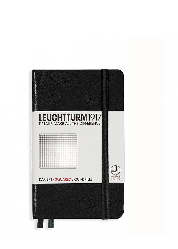 Блокнот Leuchtturm1917 Кишеньковий, чорний, клітинка (318898)