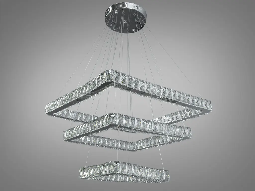 Люстра стельова LED Diasha 7220-9A/650+500+340HR 110W, хром, кристалічний плафон, 65 см, сучасний стиль для дому - фото 3