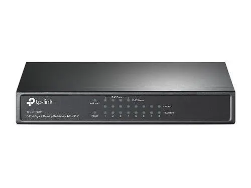 Комутатор TP-LINK TL-SG1008P, 8x100/1000 Mb/s, PoE 65.2W, металевий корпус, некерований