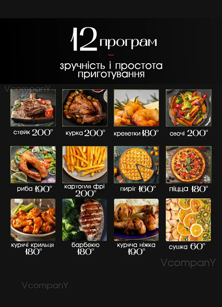 Аерогриль Crownberg Air Fryer Grill XL 6.5 л 1600 Вт чорний - фото 3