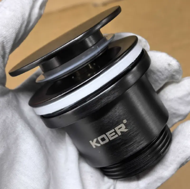 Донний клапан для раковини Koer PW-11-07 універсальний Click-Clack 1 1/4″ Графіт KR5793 - фото 4