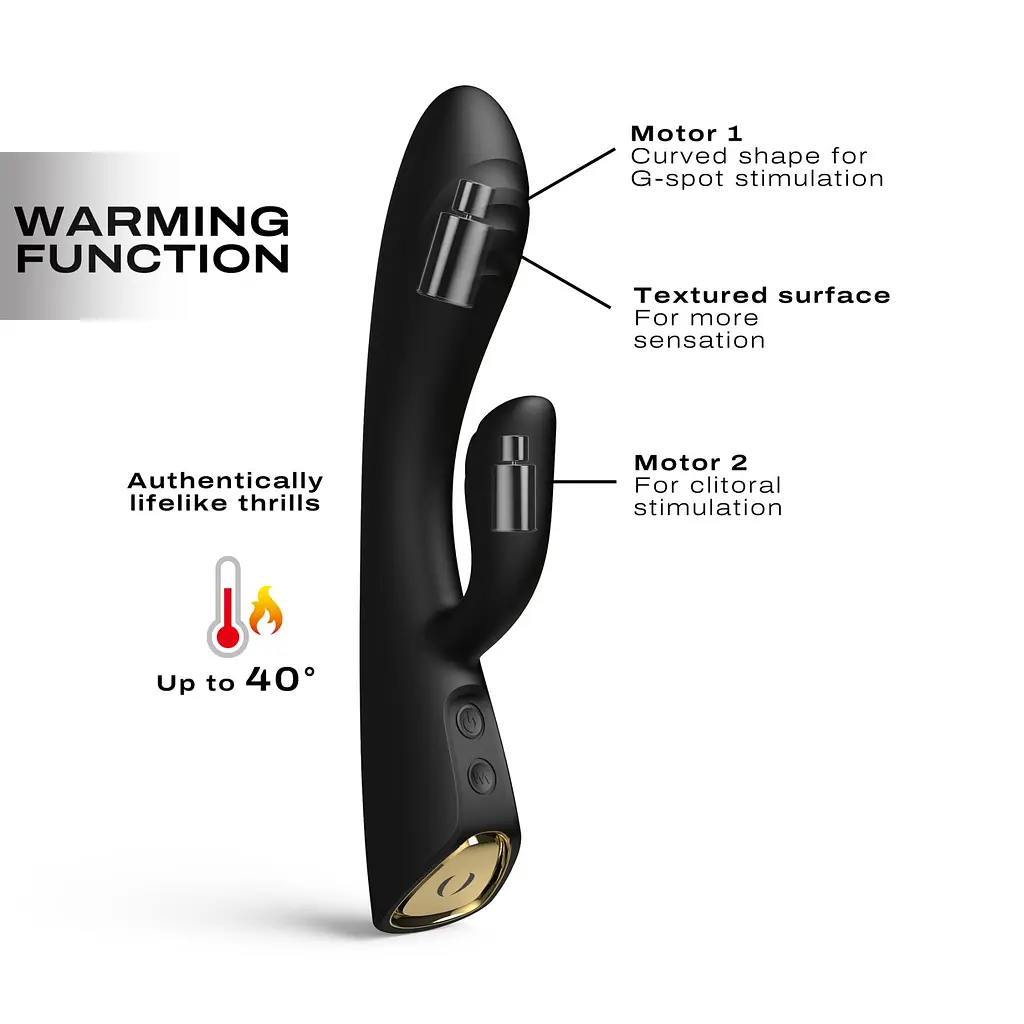 Вібратор-кролик з підігрівом Dorcel FLEXI RABBIT BLACK, гнучкий стовбур - фото 2