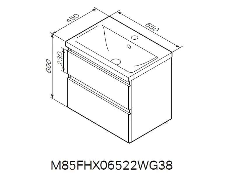 Тумба з раковиною AM.PM X-Joy підвісна 65, білий глянець M85-FHX0652-WC0652WG38, Білий - фото 2