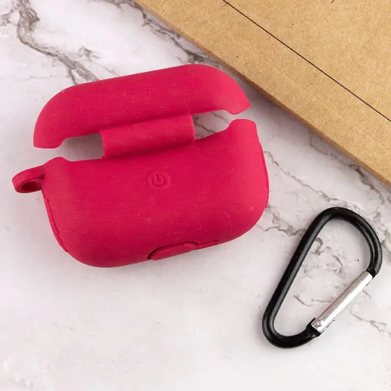 Силіконовий футляр New з карабіном для навушників Airpods Pro Червоний / Rose Red - фото 4