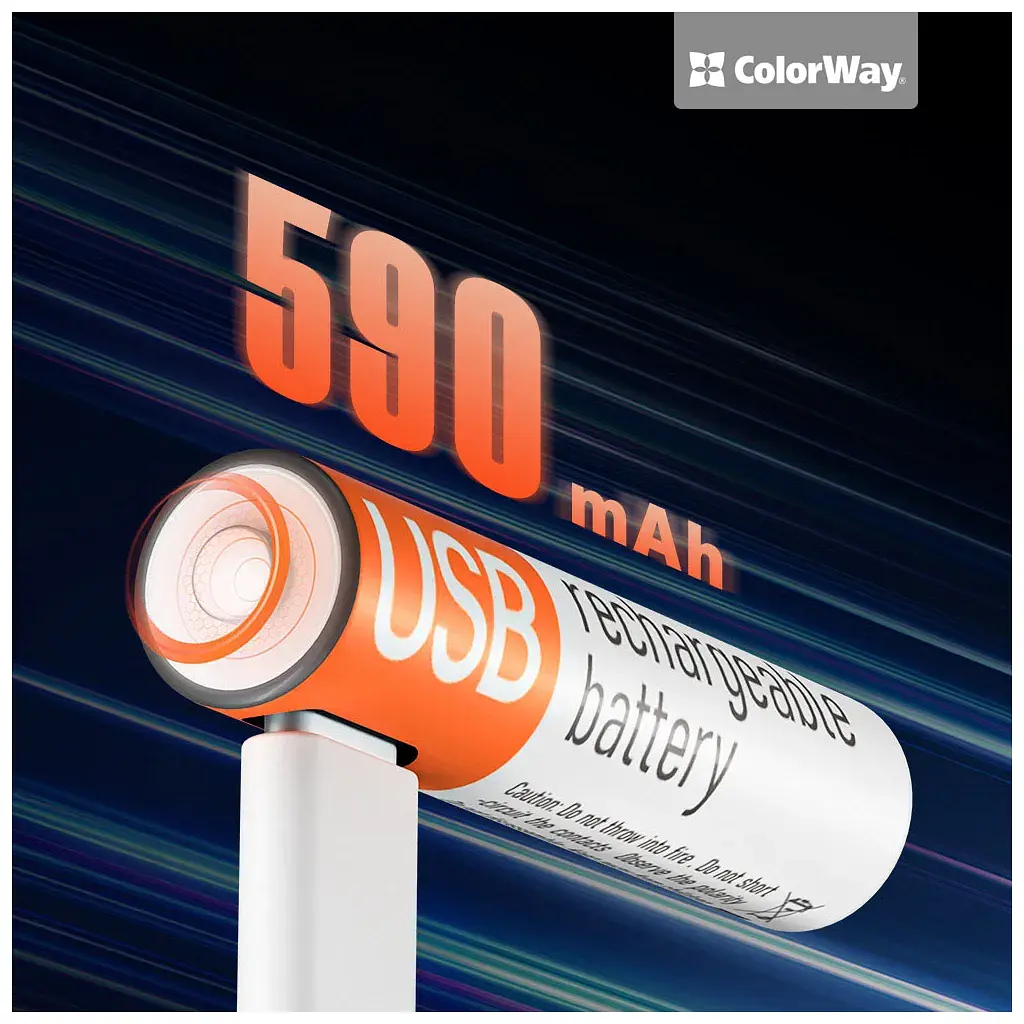 Акумулятор ColorWay AAА USB-С 590 mAh 1.5V (2шт) (Li-Polymer) (CW-UBAAA-09) - фото 4