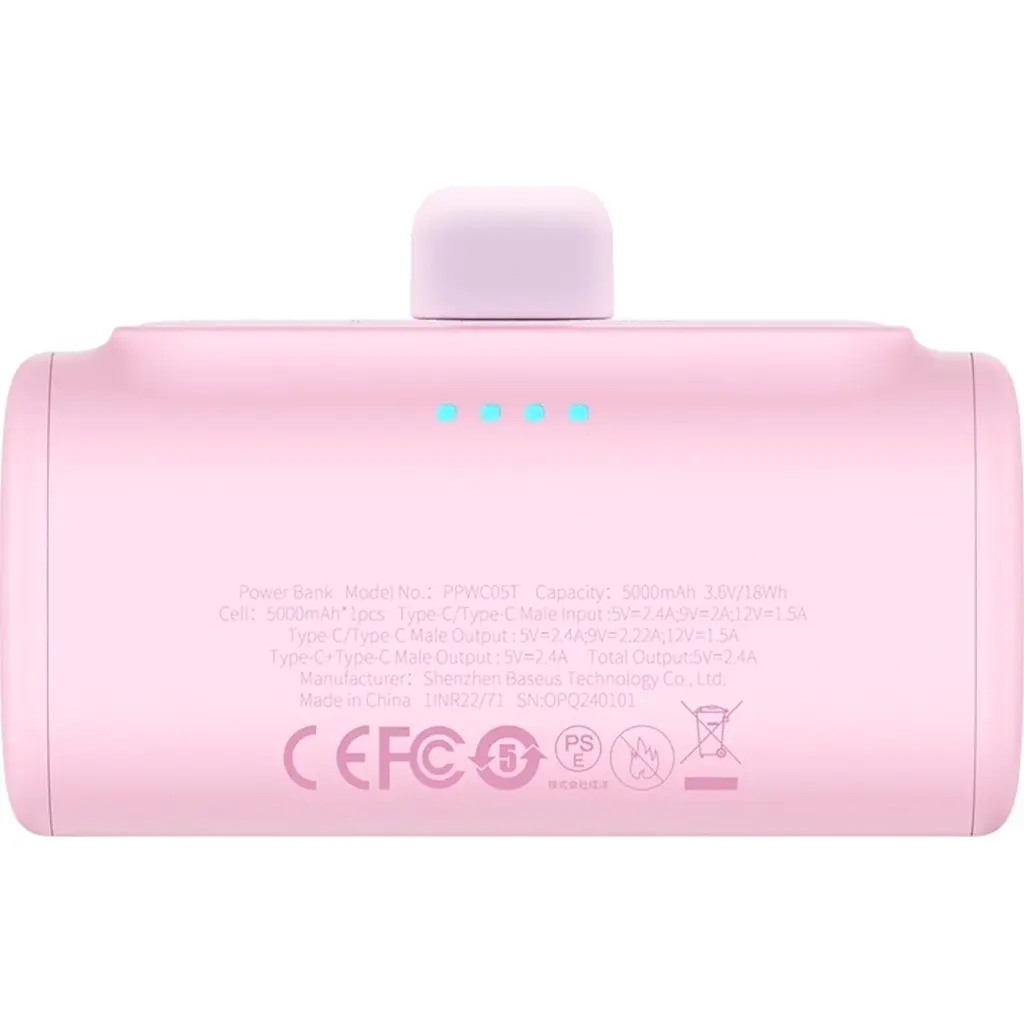 Зовнішній акумулятор Baseus Compact Type-C Edition 5000mAh 20W Pink P10068306413-00 [132863] - фото 3