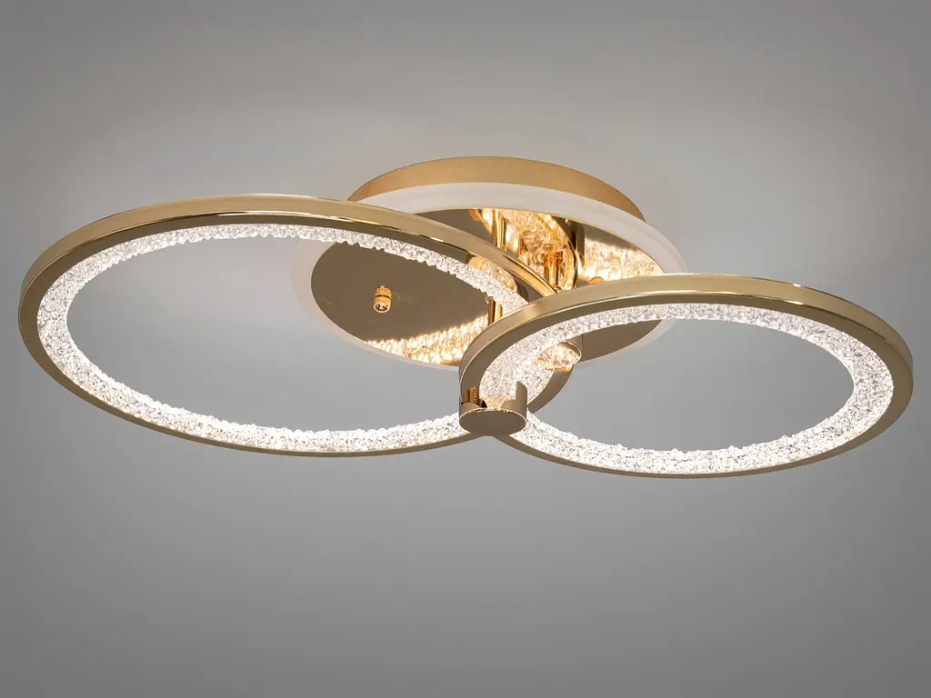 Стильна стельова LED-люстра для спальні Diasha 8180/2G LED 3color dimmer - золотий, 55 Вт, 33x53 см - фото 6