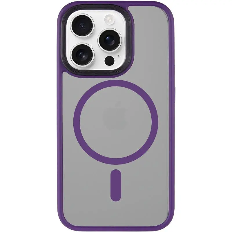 TPU+PC чохол Metal Buttons with MagSafe для Apple iPhone 16 Pro Max (6.9) Темно-фіолетовий / Dark Purple - фото 2