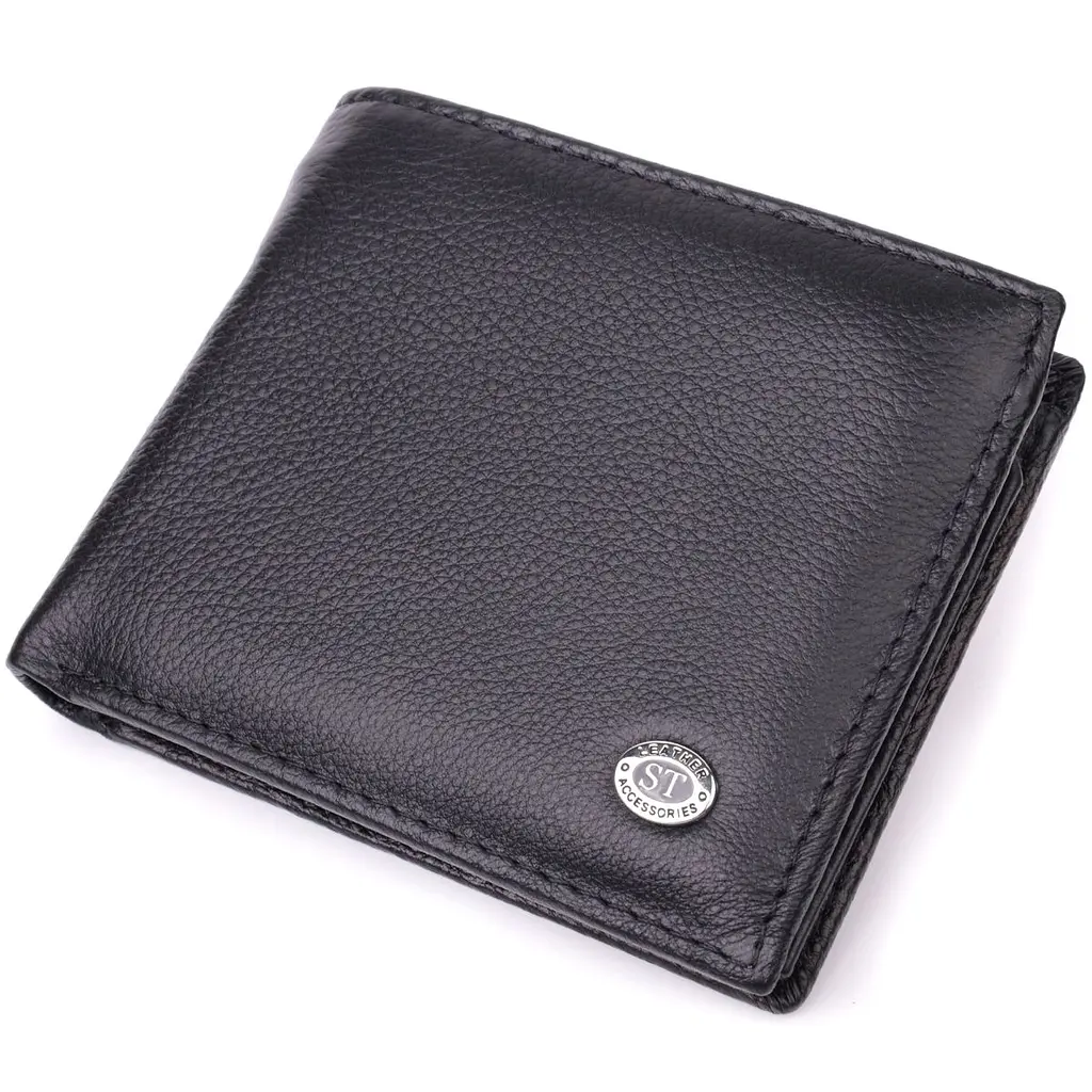 Стильний чоловічий гаманець із натуральної шкіри ST Leather 22457 чорний