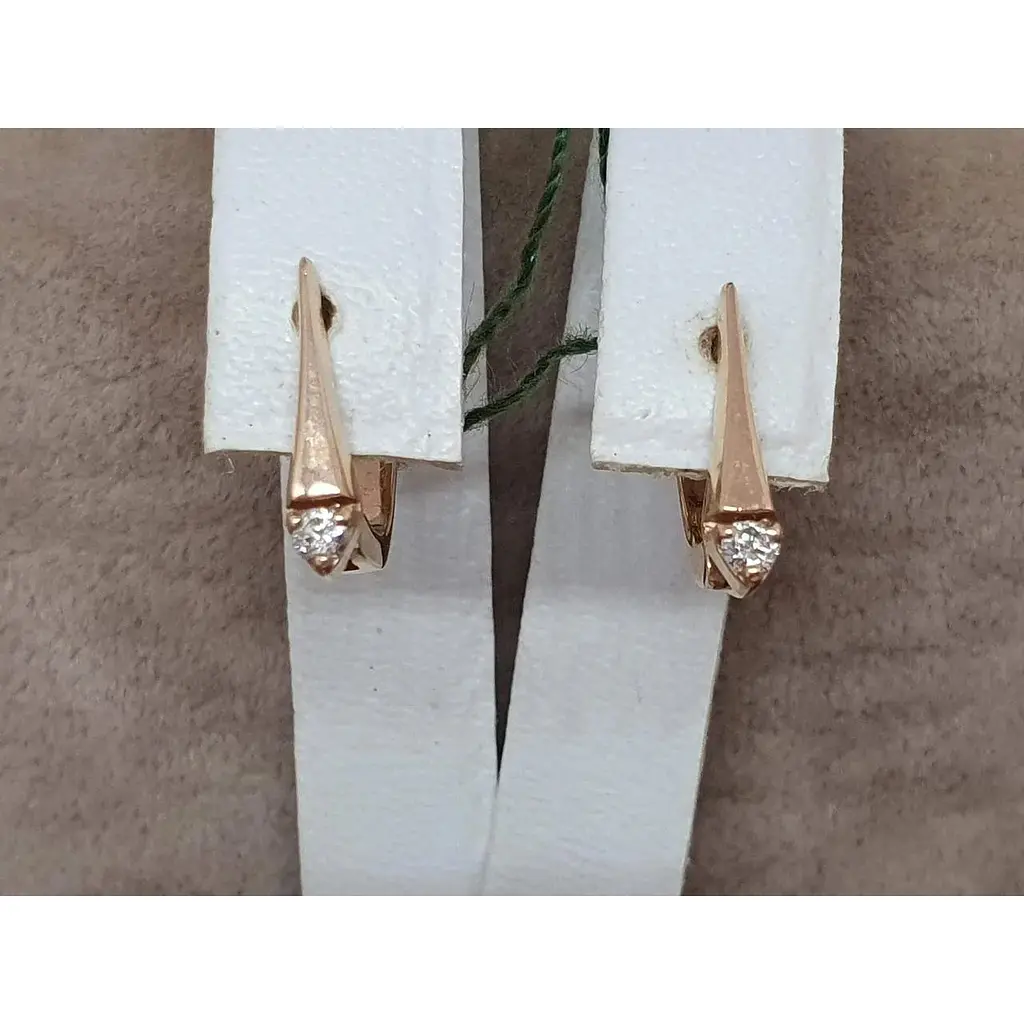 Золоті сережки ЮЗ "Багет" з діамантами. 21102 - фото 4