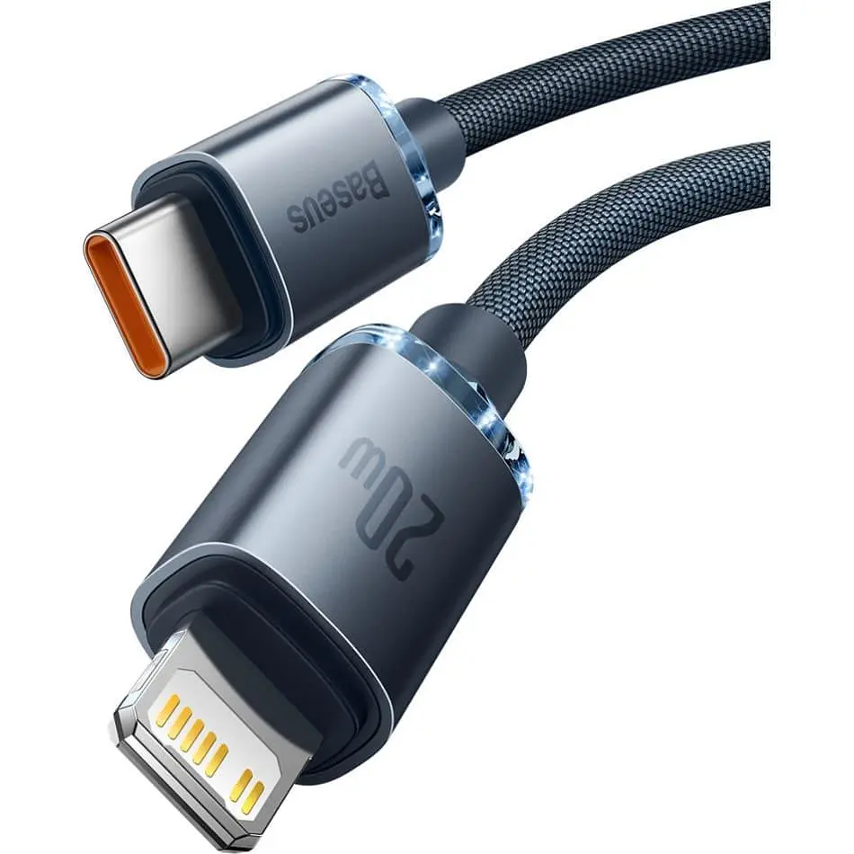 Кабель Baseus Lightning USB Type-C to Lightning Crystal Shine Series 20W 2m Black (CAJY000301) - фото 6