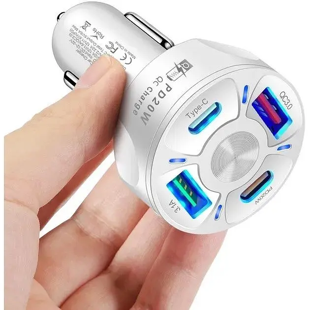 Автомобільний зарядний пристрій No Brand CWa 2USB 2Type-C PD20W QC 3.0 White (3650552) - фото 5