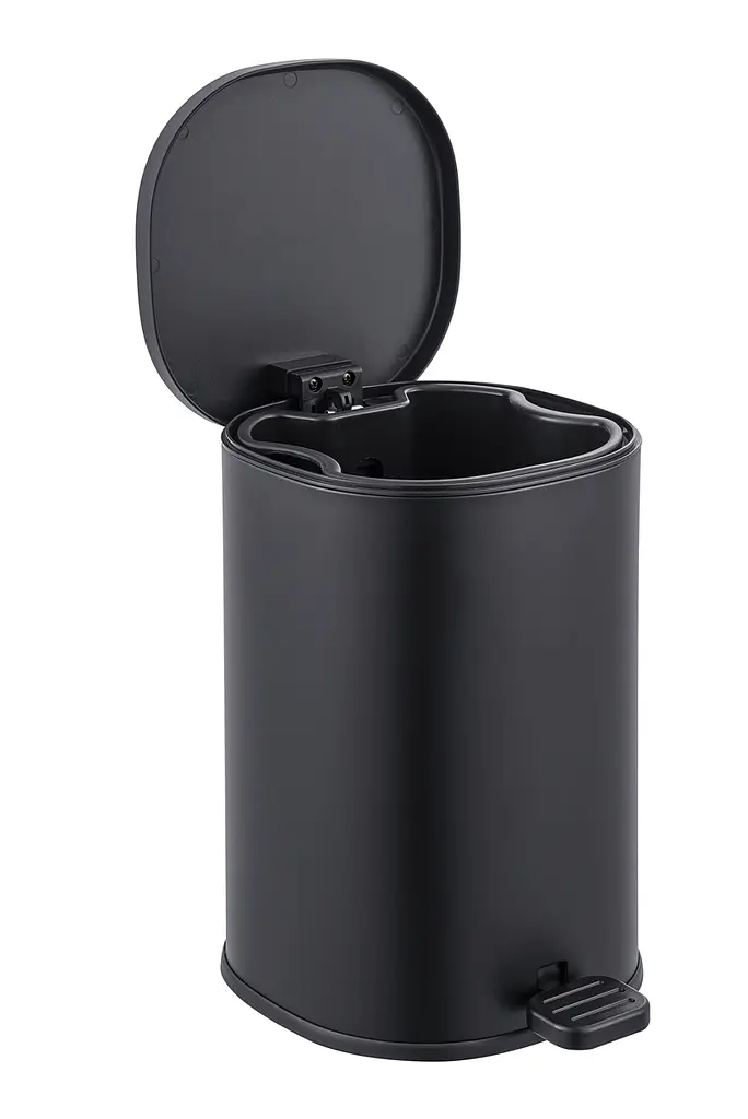 Відро для сміття з плавним закриттям овальне Zerix Prime-TC0105 5л Black ZX5902, Чорний матовий - фото 5