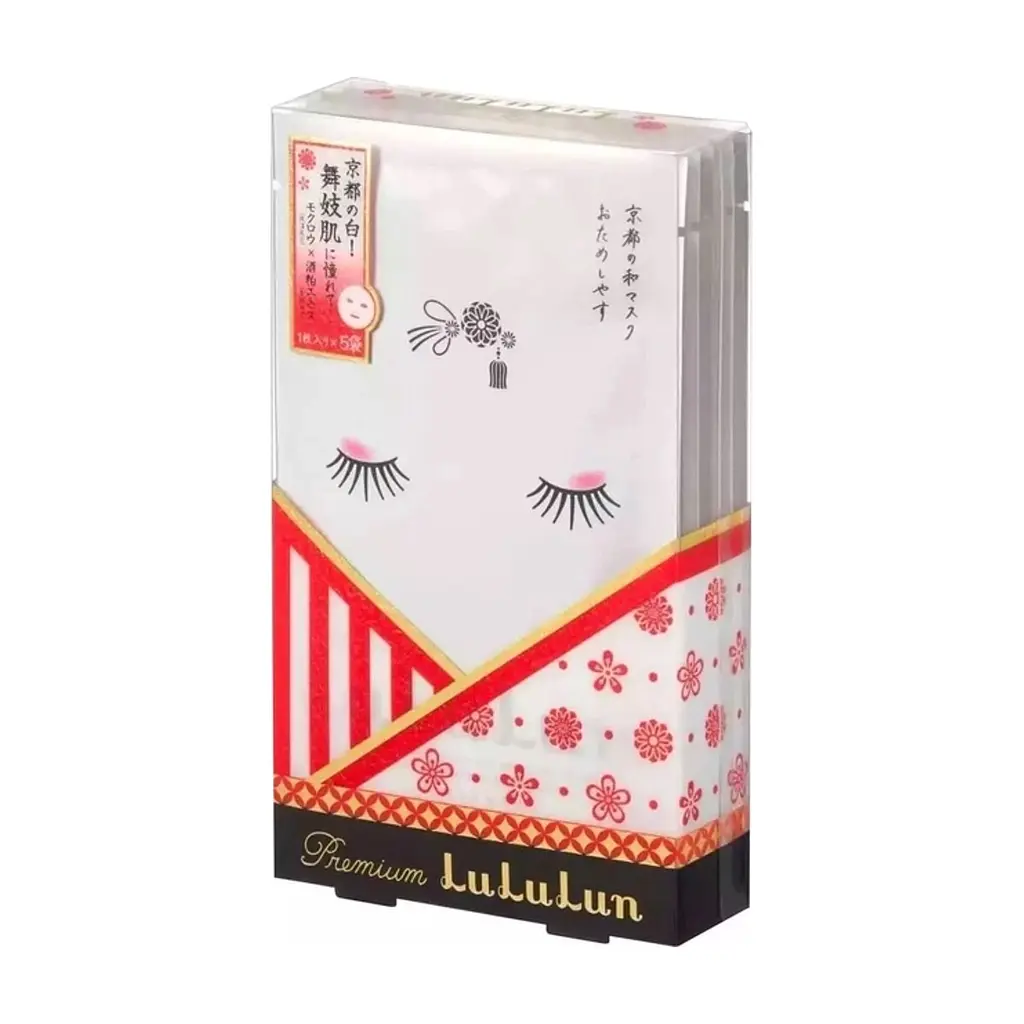 Маска для обличчя Lululun Premium Face Mask Kyoto Maiko Зволожуюча З екстрактом саке та бін-цукє 1 шт х 5 уп (4582305063394)