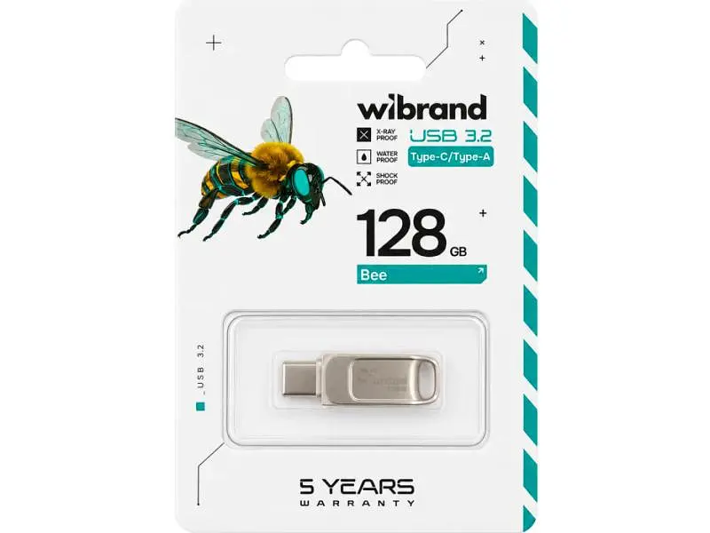 Флешка Wibrand 128 GB Bee Silver (WI3.2TC/BE128TC039S) - фото 4