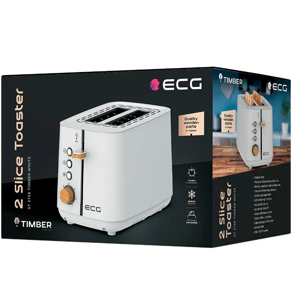 Тостер ECG ST 2768 Timber White - фото 10