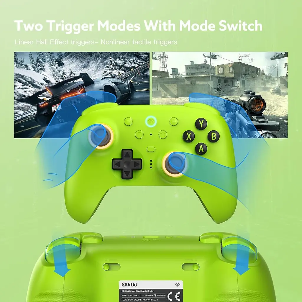 Геймпад 8BitDo Ultimate 2 для Windows і Android, ігровий контролер TMR, Еффект Холла Зелений - фото 4