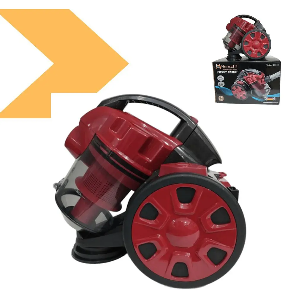 Пилосос безмішковий контейнерний Henschll HS0688 3000W 3 л червоний (49255-HS0688_1435) - фото 2