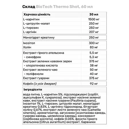 Жироспалювач з Амінокислотами та Креатином - 60 мл - фото 2
