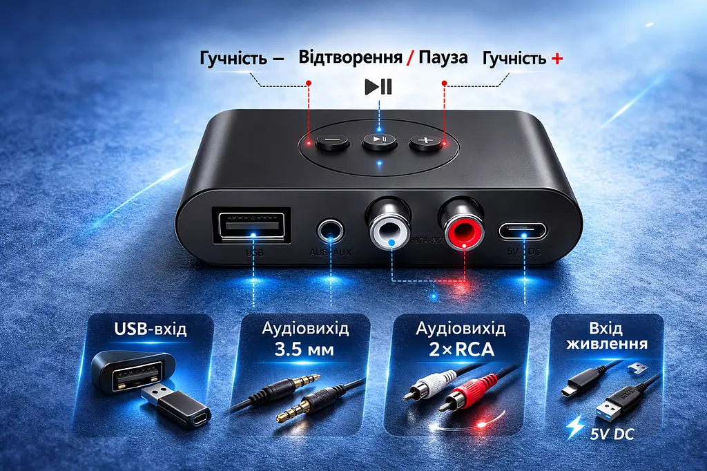 Аудіо приймач Bluetooth NFC адаптер 5.3 стерео ресивер B21 - фото 4