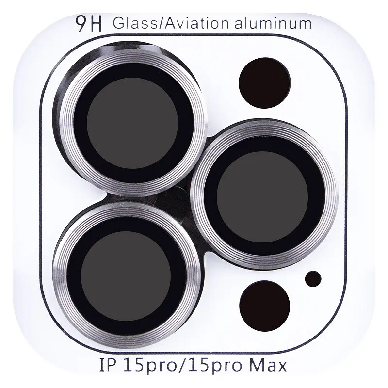 Захисне скло Metal Classic на камеру (у упак.) для Apple iPhone 15 Pro (6.1) / 15 Pro Max (6.7) Сірий / Titanium Gray - фото 3