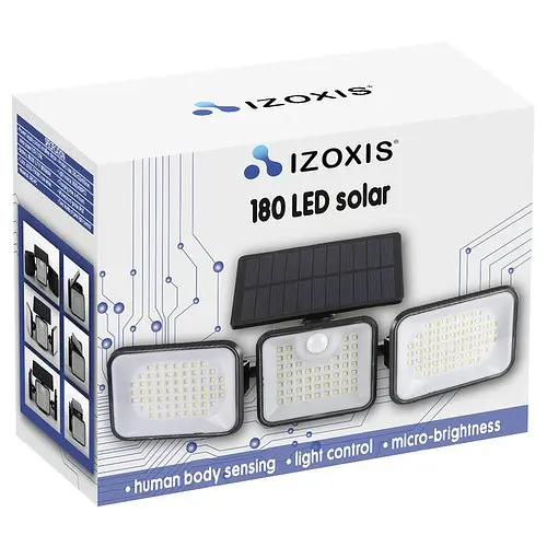 Світильник Izoxis 24889 сонячний садовий 180LED з датчиком руху та сутінків чорний - фото 2