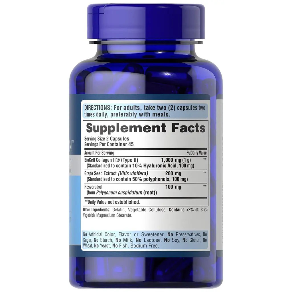 Поддержка коллагена Puritan's Pride Ultra Woman Collagen Support with Hyaluronic Acid с гиалуроновой кислотой 90 капсул - фото 2