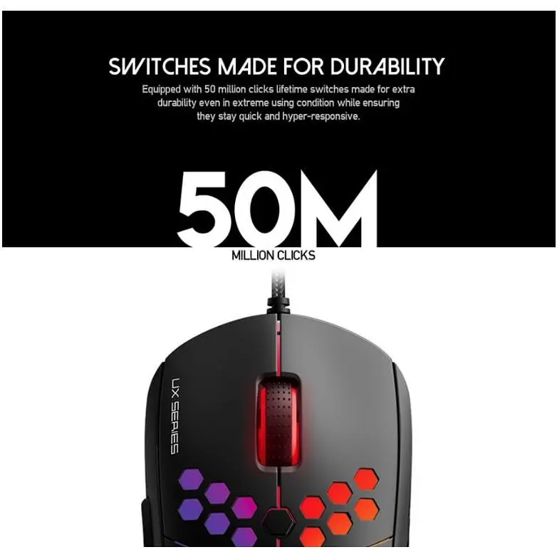 Ігрова миша Fantech X UX-2 RAPTOR PixArt 3360, 250IPS, 50G, 1200DPI Black - фото 5