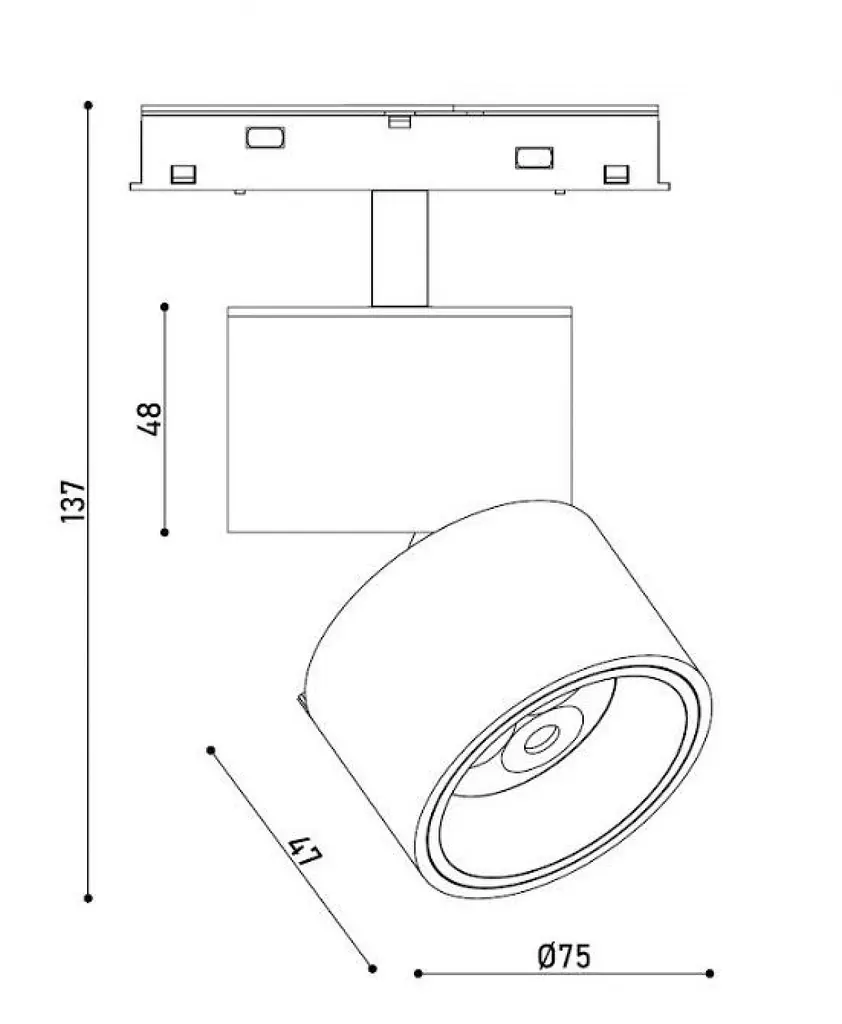 Светильник магнитный трековый Kloodi KDMG-SPLIT75 9W 3K BK - фото 2
