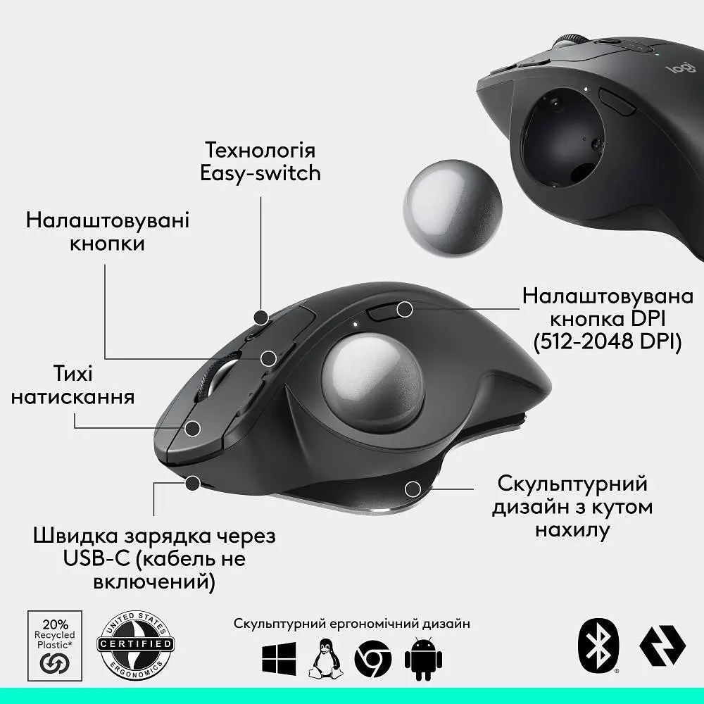 Миша Logitech MX Ergo S Graphite (910-007260) - фото 6