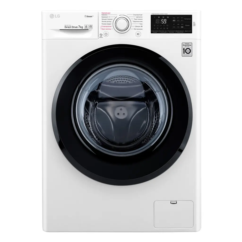 Пральна машина LG з фронтальним завантаженням F2J5HS6W, 7кг, 1200, A+++-10%, Пар, глибина 45см, Дисплей, Інвертор, Білий (F2J5HS6W) - фото 2