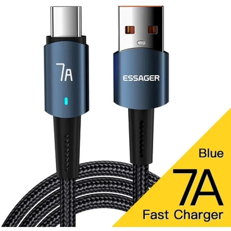 Дата кабель USB 2.0 AM to USB-C 2.0m 100W blue Essager (EXC7A-CGA03-P) - фото 2