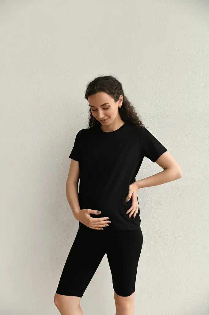 Футболка для вагітних та годуючих мам S Мамин Дім Чорний - фото 2