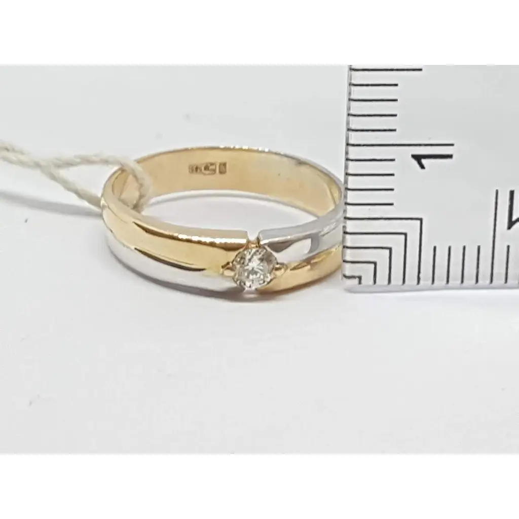 Золоте кільце ЮЗ "Багет" з діамантом. Артикул б10729 15,5 - фото 4