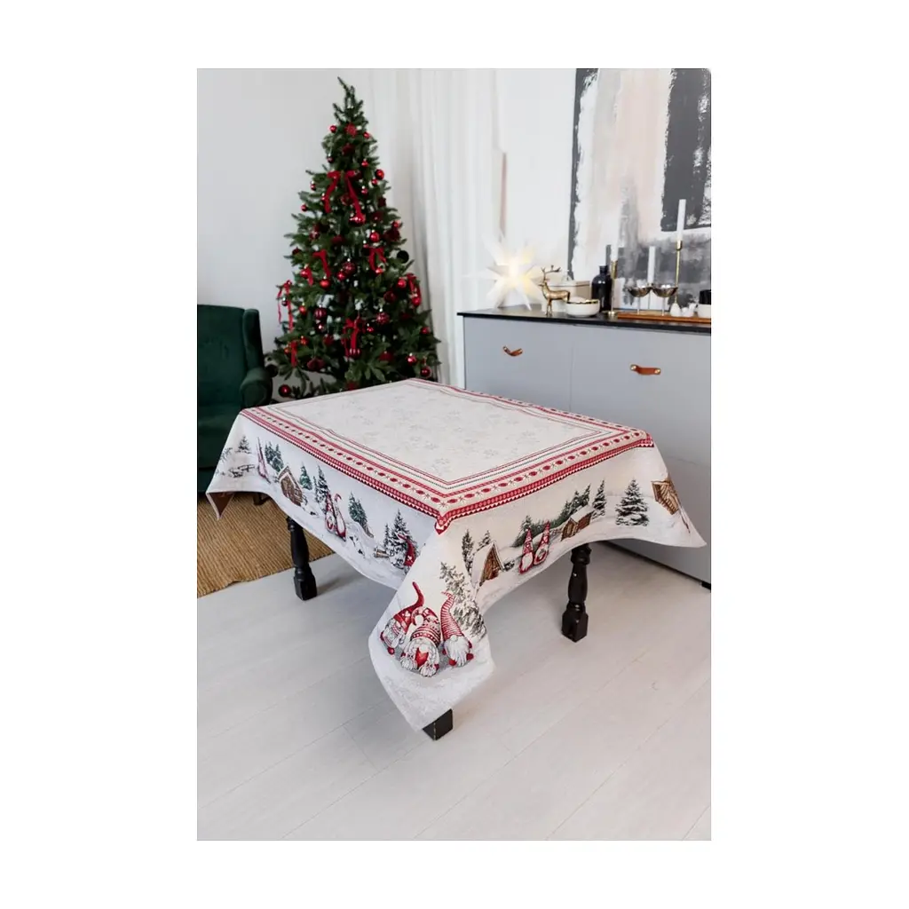 Скатертина Прованс гобеленова новорічна Snowfall 135х350 см (041809) - фото 2