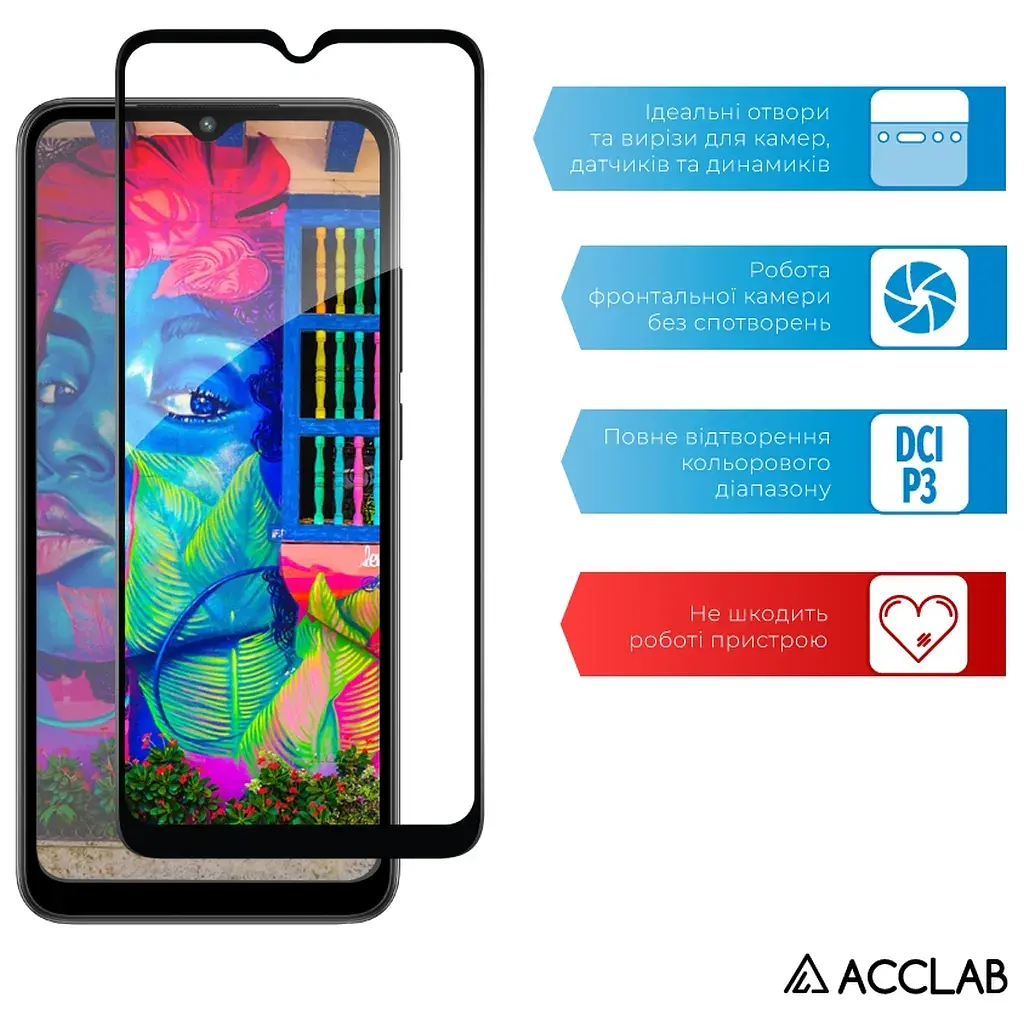 Скло захисне ACCLAB Full Glue Xiaomi Redmi A1 Black (1283126545306) - фото 5