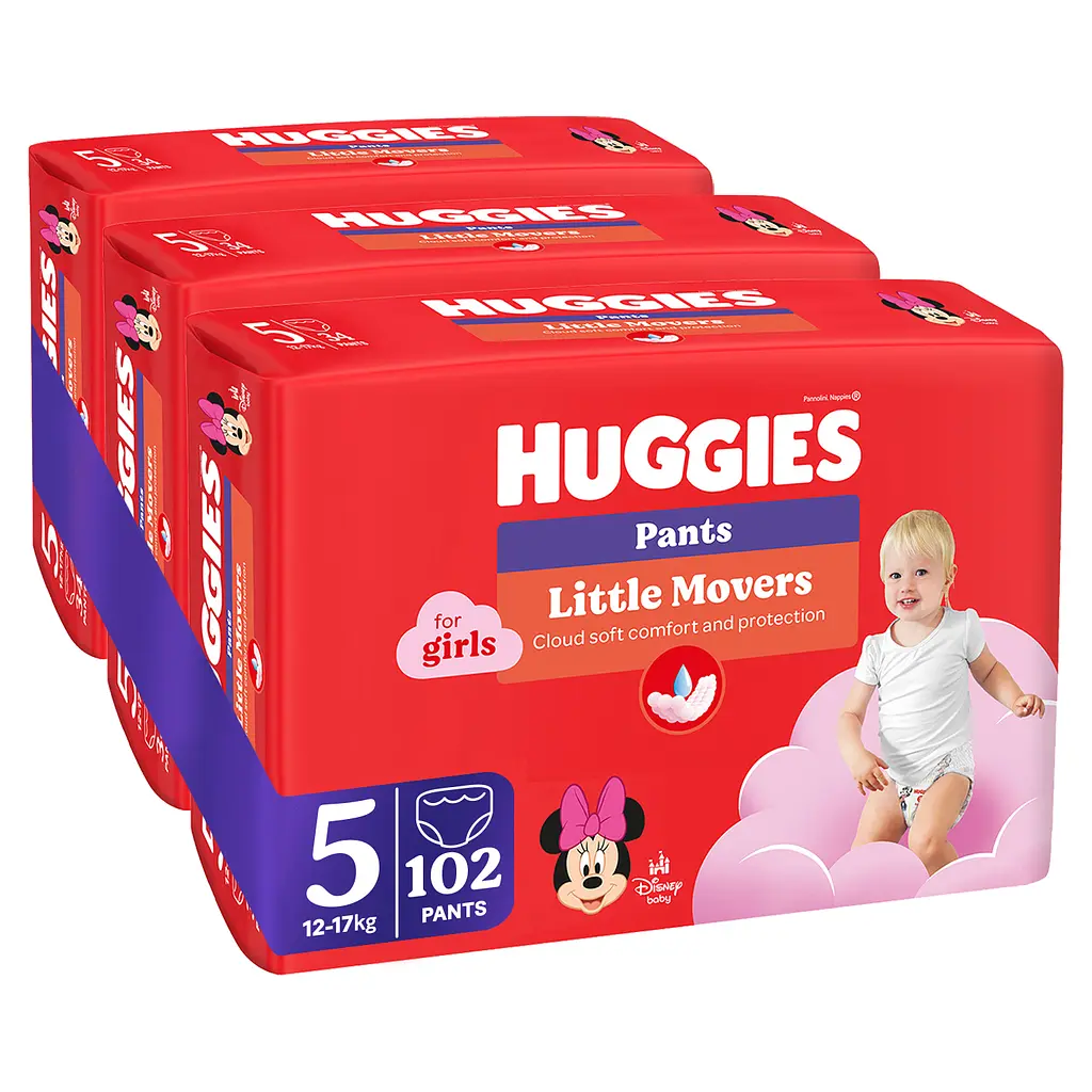 Підгузки-трусики для дівчаток Huggies Little Movers Pants 5 (12-17 кг) 102 шт. - фото 2