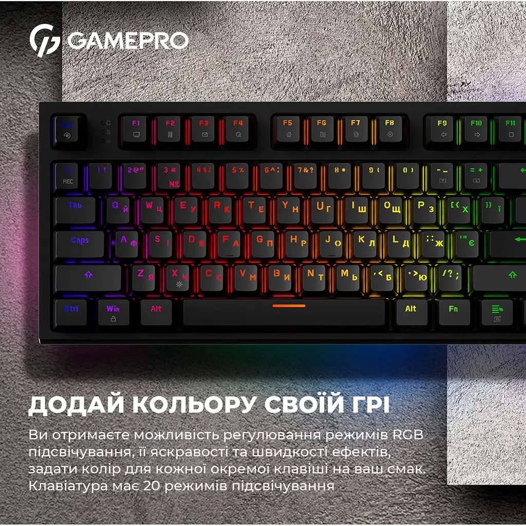 Клавиатура GamePro MK180B Hot-Swap Red Swich RGB USB Black [MK180B] [121466] - фото 6