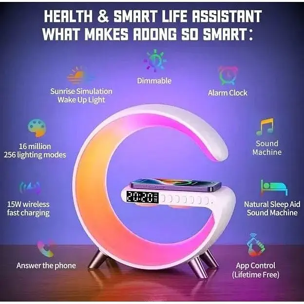 Світильник з бездротовою зарядкою для телефону 15W G11 Bluetooth RGB - фото 5