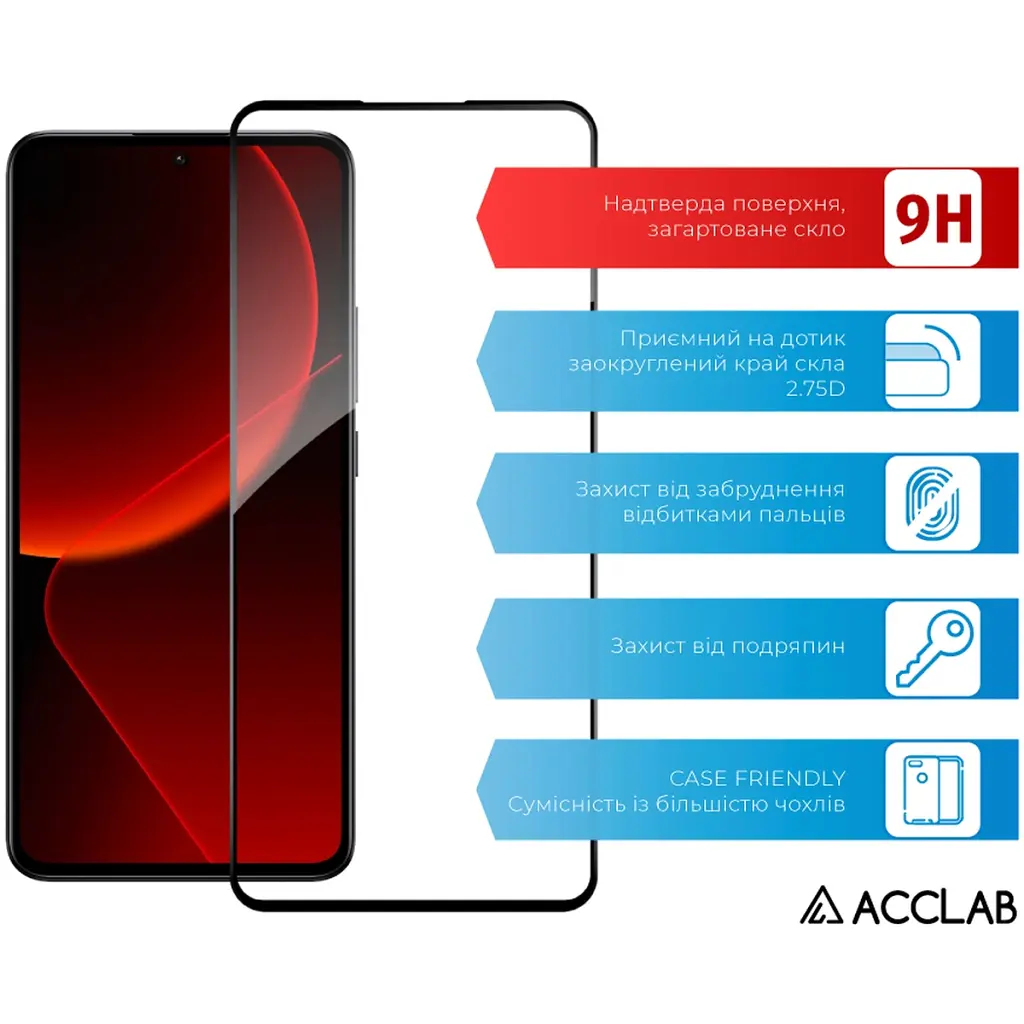 Стекло защитное ACCLAB Full Glue Xiaomi 13T Pro Black (1283126582585) - фото 3