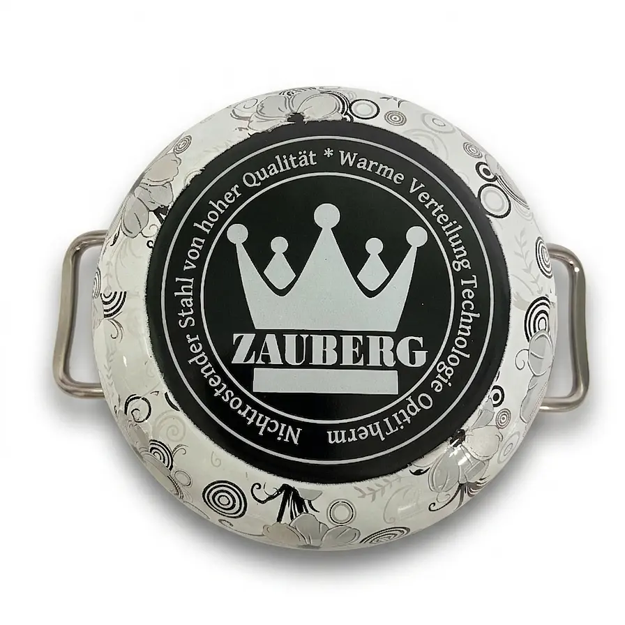 Каструля глибока емальована зі скляною кришкою Zauberg Мереживо 4,1 л d.20 см (1279-20) - фото 2