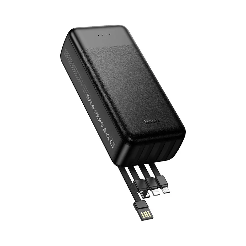 Зовнішній аккумулятор HOCO J163B Wonderful power bank with 4 cables(30000mAh) чорний - фото 3