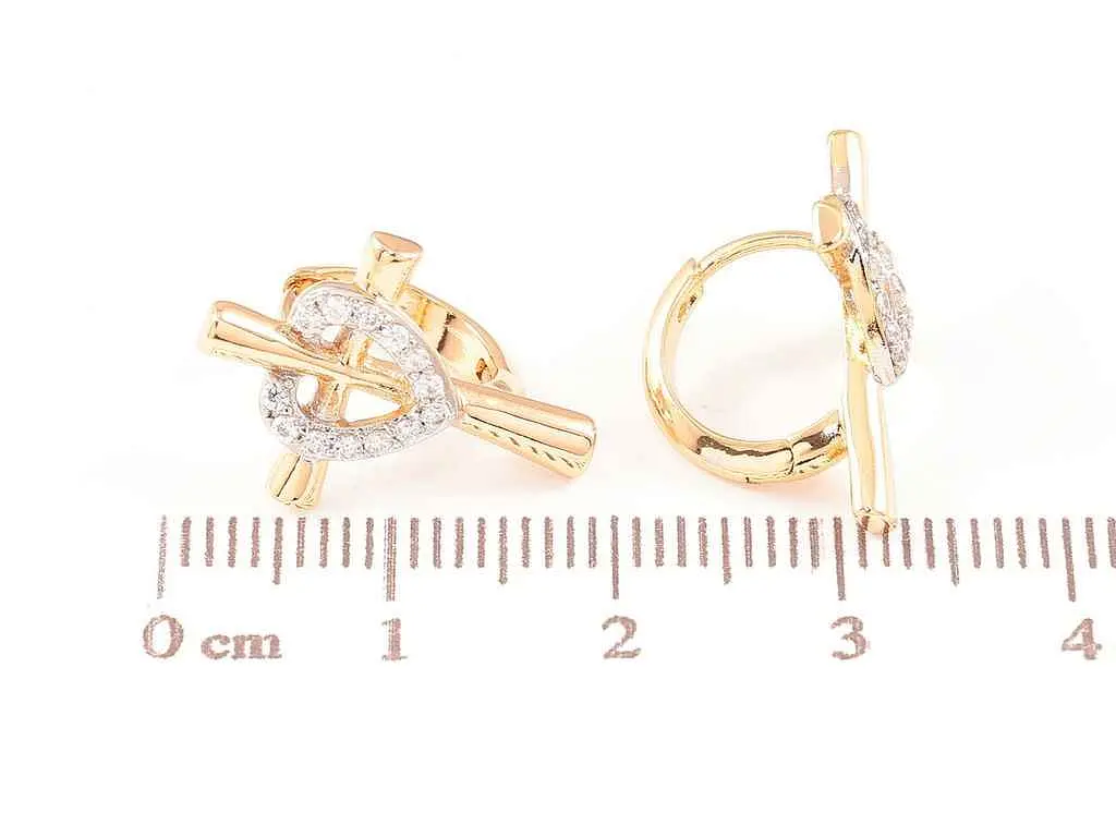 Сережки Xuping Позолота 18K + Родій колечка "Хрестики з сердечками" (260913) - фото 2