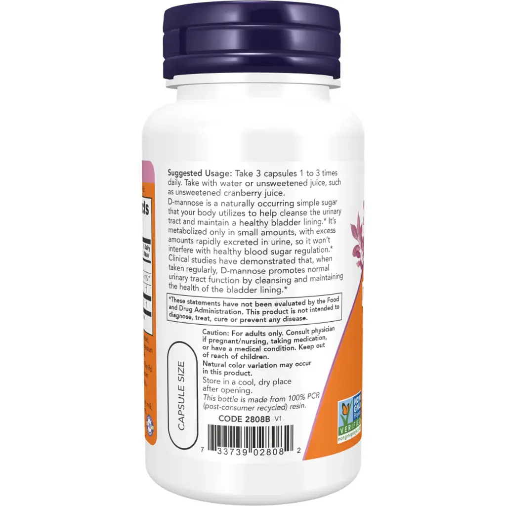 D-манноза Now Foods Urinary Support 500 мг 60 капсул - фото 3