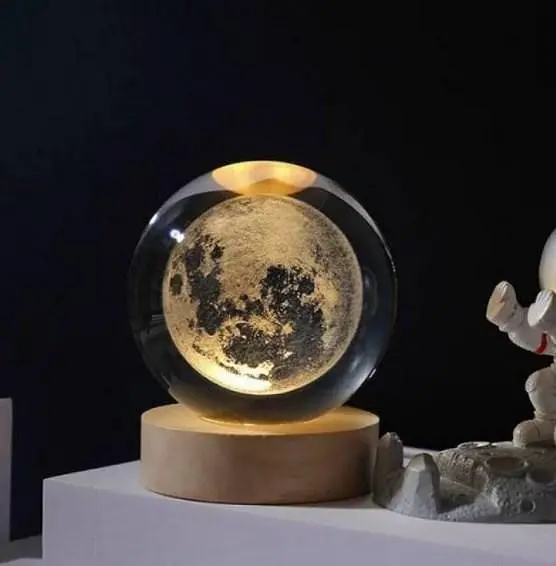 Декоративний 3D нічник Кришталева Куля 8 см · Настільна лампа - світильник з 3D ефектом Галлактика - фото 5