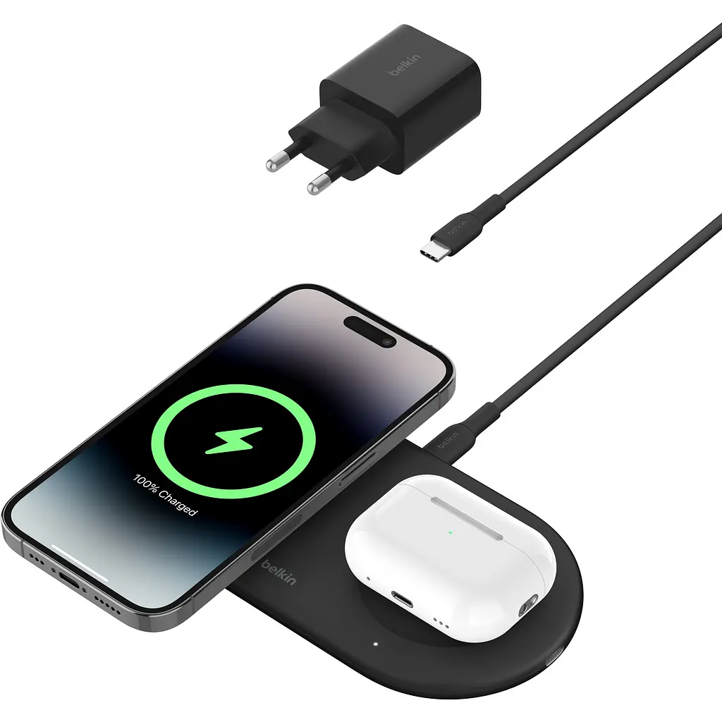 Бездротовий зарядний пристрій 2 в 1 Belkin Qi2 Pad 15W Black - фото 4