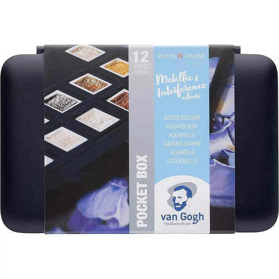 Набір акварельних фарб Van Gogh Pocket Box Specialty 12 кювет + пензлик Royal Talens (8712079422790)